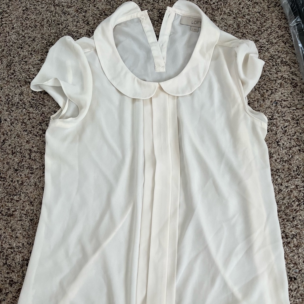 LOFT White Sheer Blouse, Business Casual, Rarely Worn, Perfect for Summer